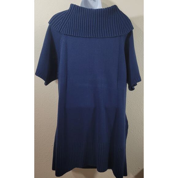 Lane Bryant Blue Cowl Neck Cable Knit Sweater 18 20 Short Sleeves Soft Stretchy - Picture 3 of 5